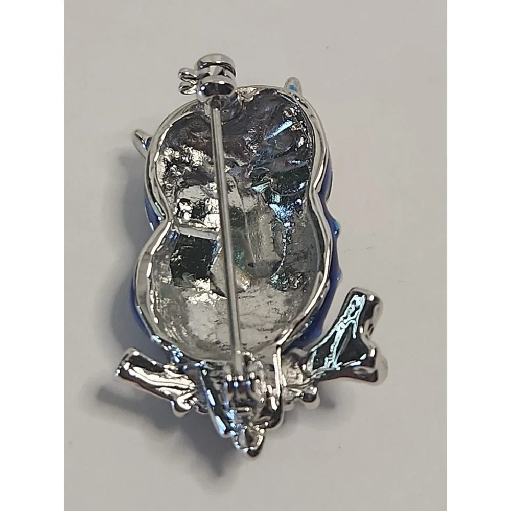 Vintage DKI Designer Pin Blue Enamel Owl Brooch 1980s On Original Card NOS 1.25